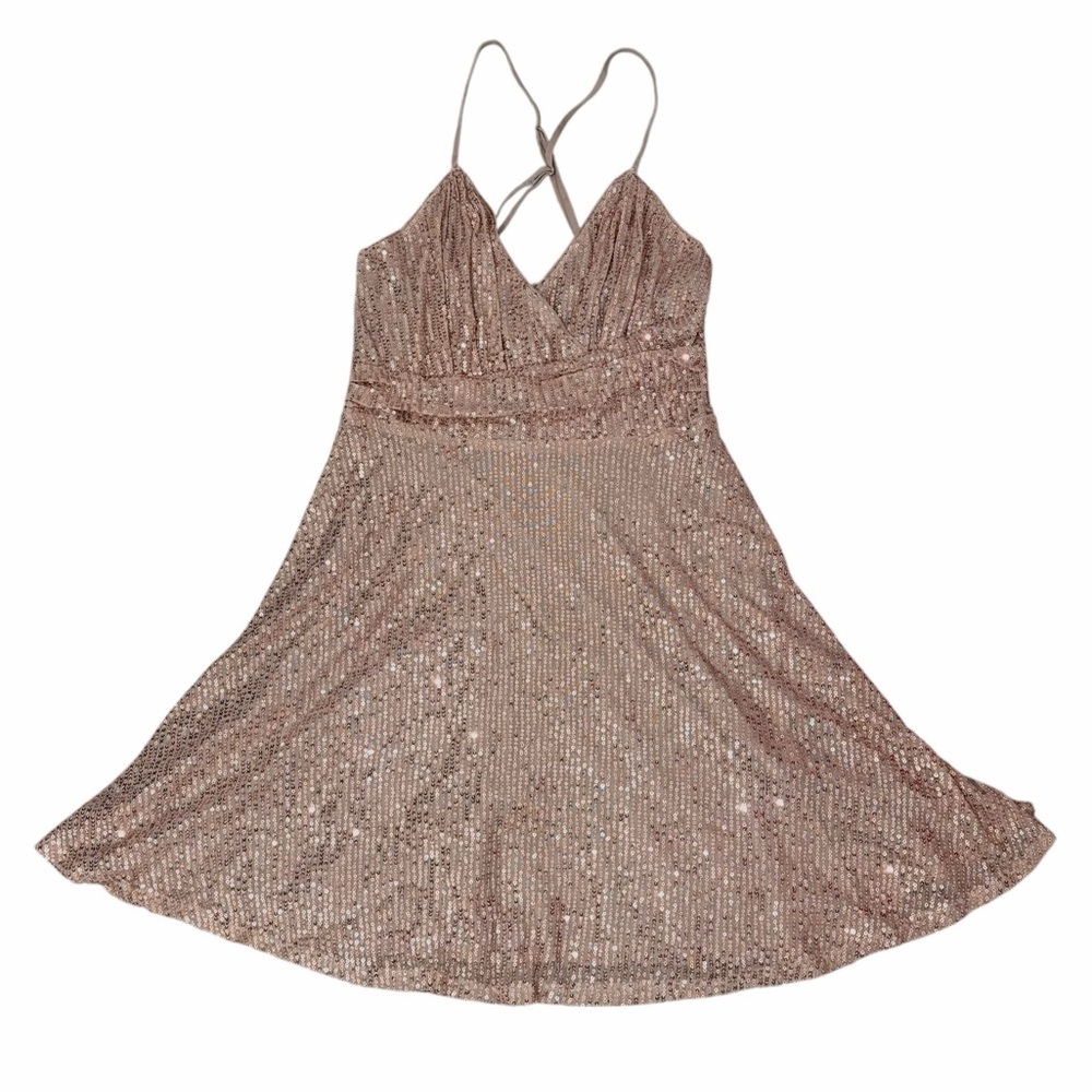 D&M Sz Large Sequin Mini Dress Salmon Copper